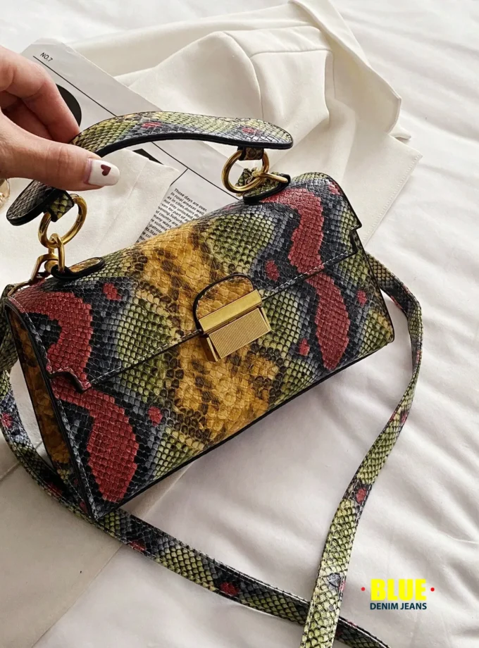 LocalFashionable High-End Texture, Light Luxury, Snake Print Niche Design, Versatile Handheld, Detachable Shoulder Cross, Armpit Lock