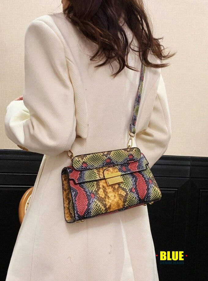 LocalFashionable High-End Texture, Light Luxury, Snake Print Niche Design, Versatile Handheld, Detachable Shoulder Cross, Armpit Lock