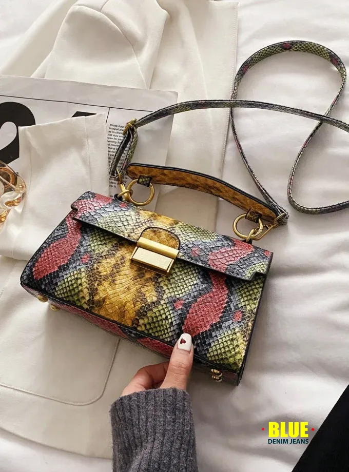 LocalFashionable High-End Texture, Light Luxury, Snake Print Niche Design, Versatile Handheld, Detachable Shoulder Cross, Armpit Lock