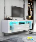 Local63&quote; Floating TV Stand Wall Mounted - High Gloss Led Entertainment Center With Storage And Shelf, TV Stand For 65 Inch TV, Gaming Entertainment Center Console Table With USB Charger Strip Lights