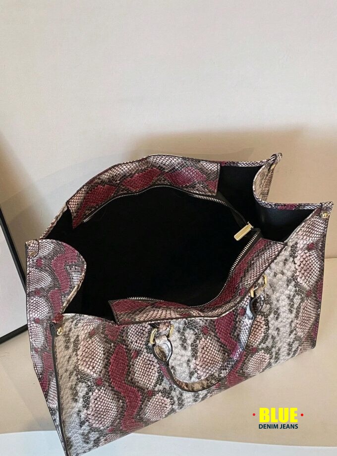 LocalFashion Snake Print Four Seasons Versatile Travel Shopping Bag Oversized Tote Tote Bag