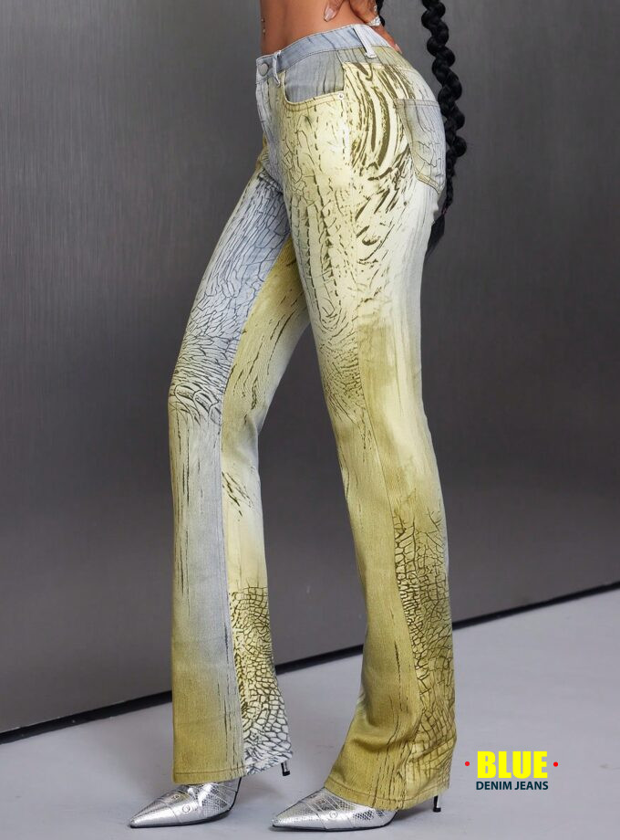 Jeanoix Y2K Vintage Print Denim Jeans for Women