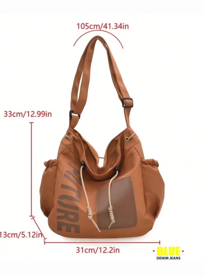 New Arrival Spring/Summer Solid Color Nylon 5-Pointed Star Decor Large Capacity Tote Bag, Women's Shoulder & Crossbody Bag For Students, Literary School Bag & Bookbag For Women Or Students, School Bag, School Handbag, School Tote Bag, School Bookbag, Back