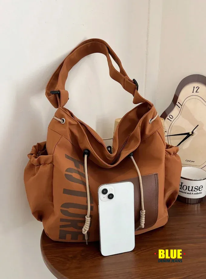 New Arrival Spring/Summer Solid Color Nylon 5-Pointed Star Decor Large Capacity Tote Bag, Women's Shoulder & Crossbody Bag For Students, Literary School Bag & Bookbag For Women Or Students, School Bag, School Handbag, School Tote Bag, School Bookbag, Back