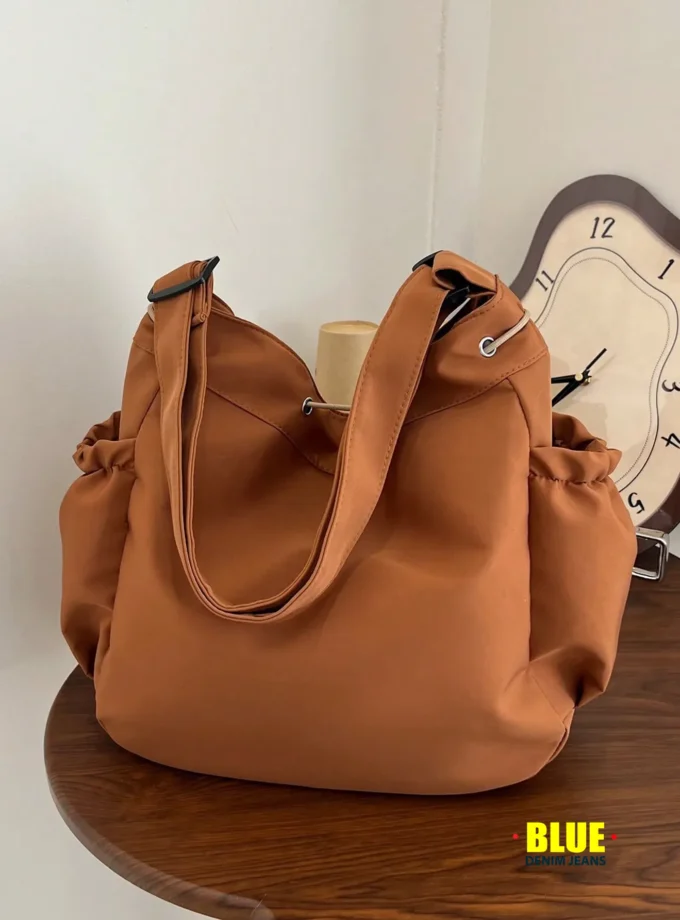 New Arrival Spring/Summer Solid Color Nylon 5-Pointed Star Decor Large Capacity Tote Bag, Women's Shoulder & Crossbody Bag For Students, Literary School Bag & Bookbag For Women Or Students, School Bag, School Handbag, School Tote Bag, School Bookbag, Back