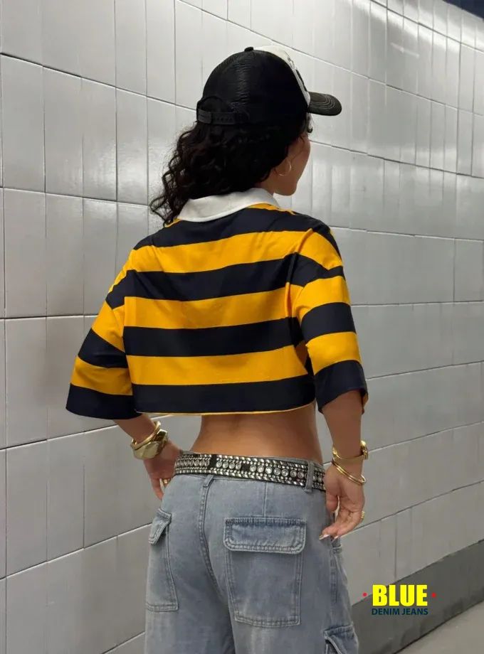 StreetHx Women's Multi-Stripe Polo Shirt - Sporty Casual Streetwear