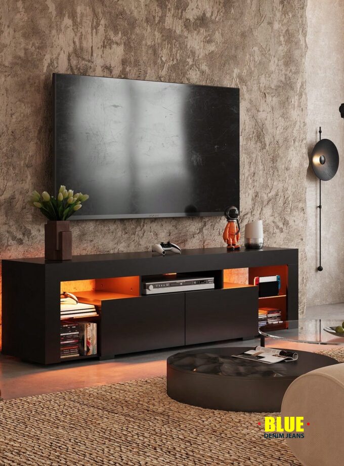 LocalTV Stand, 63 Inch Entertainment Center, Modern TV Console With 2 Drawers For Living Room, LED TV Stand For 60 To 70 Inch TV