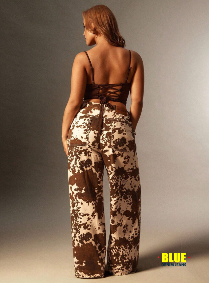 Denimoi Plus Size Cow Print Straight Leg Jeans
