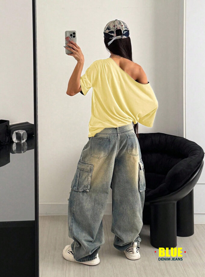 Women's Oversized Off-Shoulder Yellow London Flag Tee