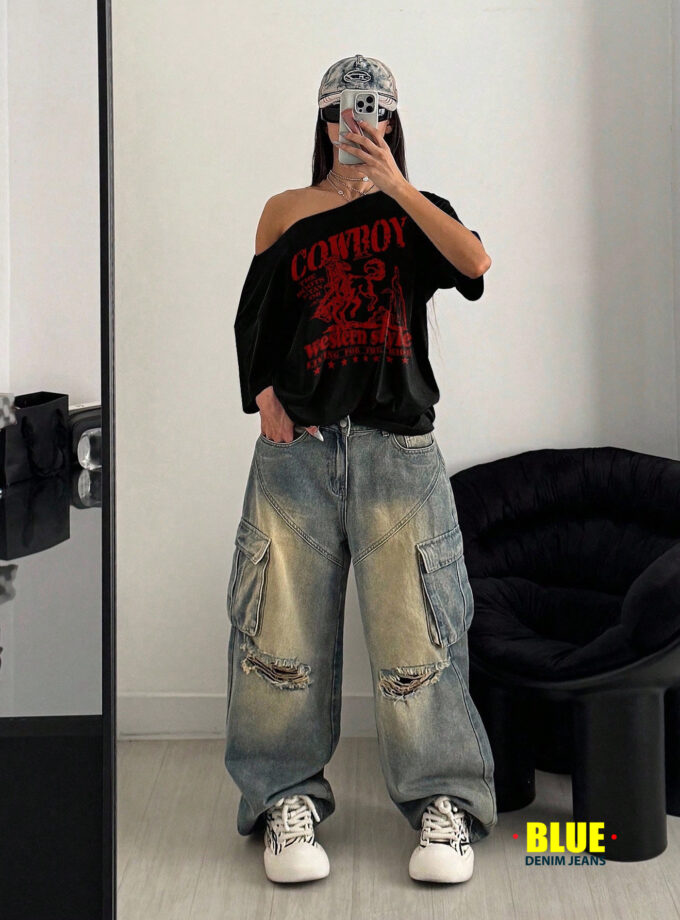 Women's Oversized Off-Shoulder Yellow London Flag Tee