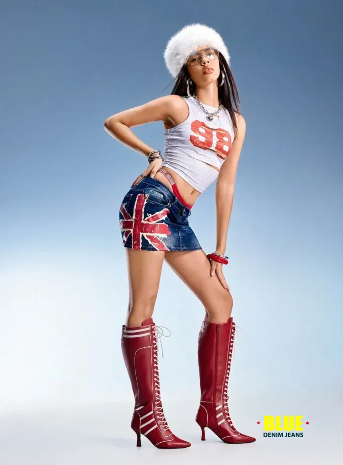 CUCCOO Women's Colorblock Kitten Heel Over-The-Knee Lace-Up Boots