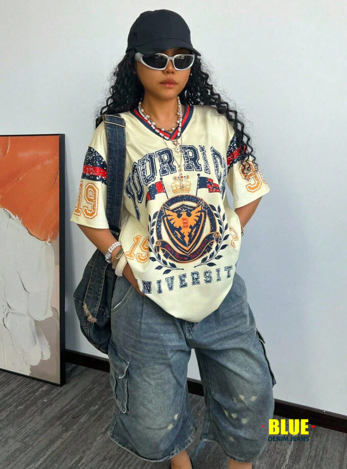 Rovax Women's V-Neck Letter Print Summer Tee