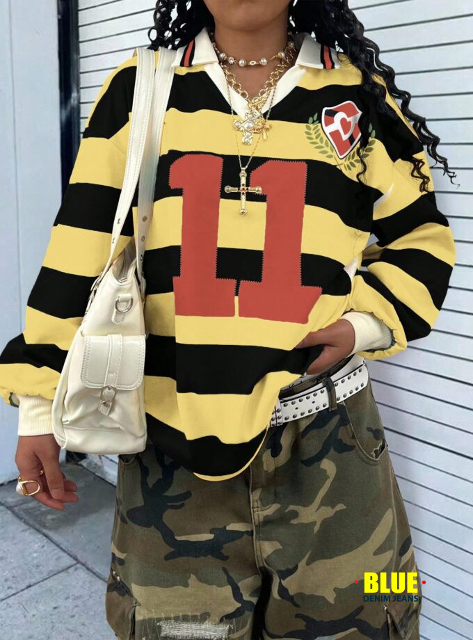 Rovax Women's Patterned Drop Shoulder Crew Neck Sweatshirt