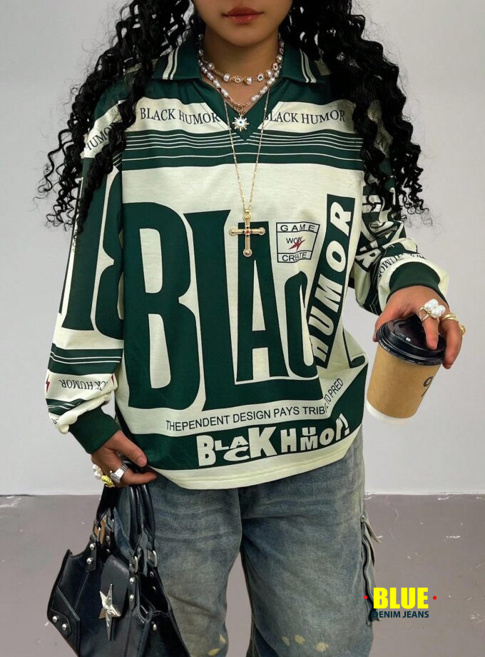 Rovax Women's Patterned Drop Shoulder Crew Neck Sweatshirt