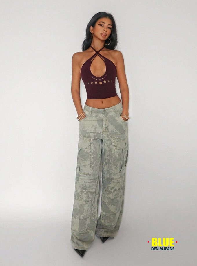 Jeanoix Women's Punk Cropped Halter Tank Top