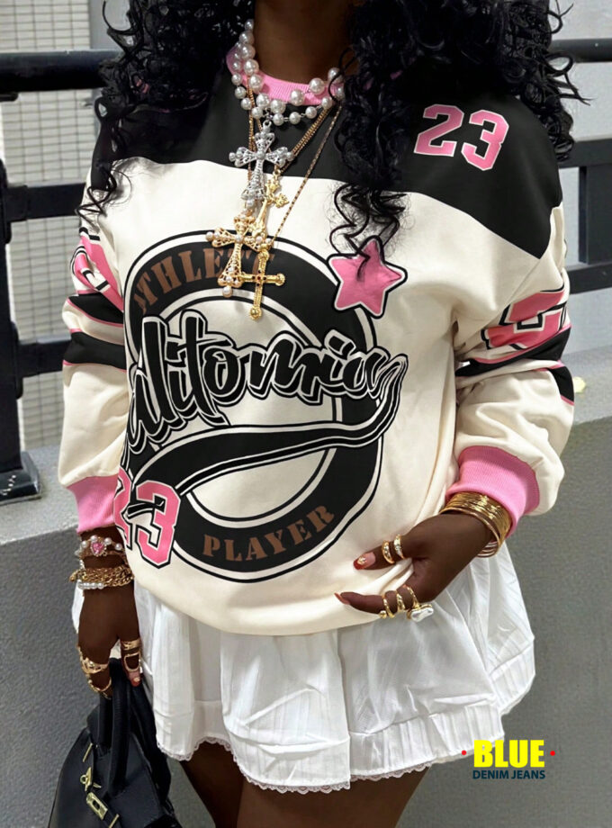 Rovax Women's Printed Crew Neck Sweatshirt