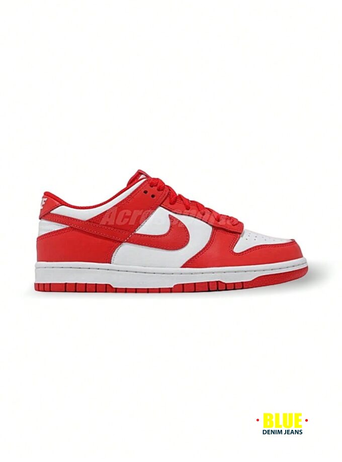 Nike Dunk Women Sneakers White University Red Faux Leather Medium Cushioned School Gym Walking Casual