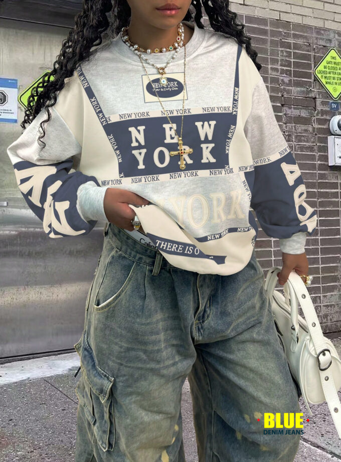 Rovax Women's Creative Pattern Crew Neck Sweatshirt