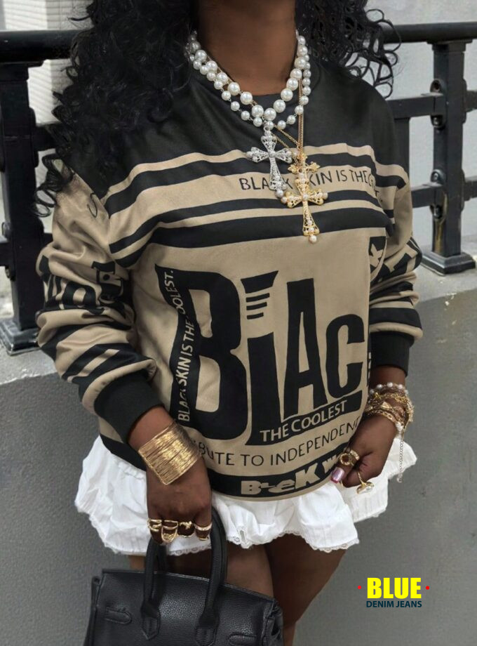 Rovax Women's Printed Crew Neck Sweatshirt