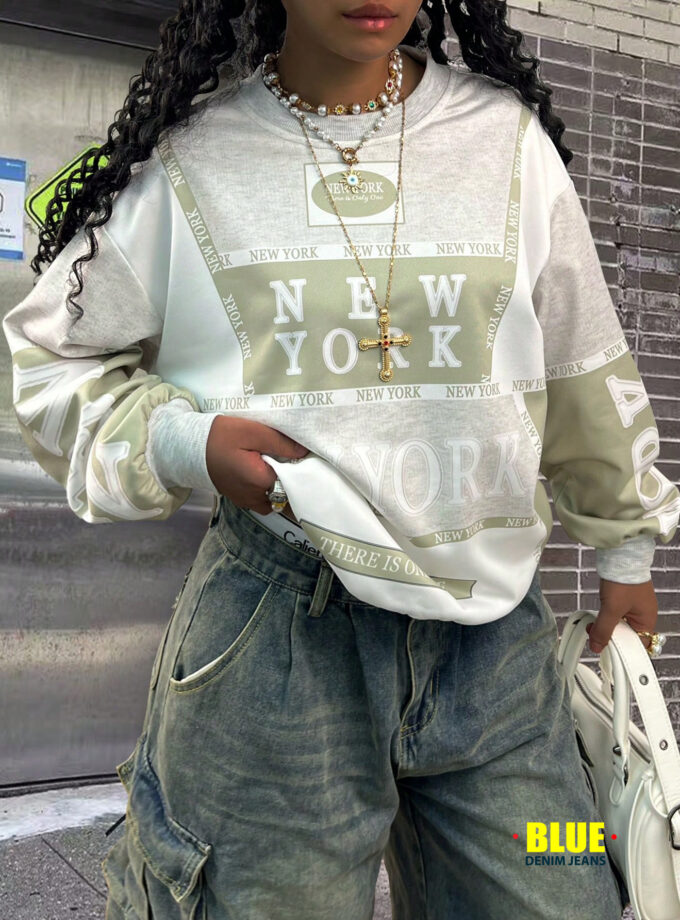 Rovax Women's Creative Pattern Crew Neck Sweatshirt