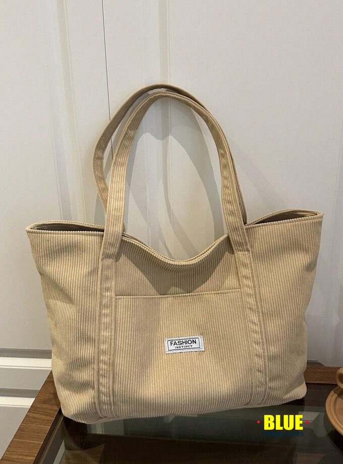 1pc Khaki Fleece Tote Bag, Large Capacity, Fashionable Minimalist Design, Women Shoulder Bag, Winter