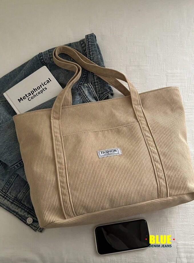 1pc Khaki Fleece Tote Bag, Large Capacity, Fashionable Minimalist Design, Women Shoulder Bag, Winter