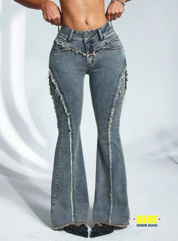 Jeanoix Plus Size Thermal Flared Jeans for Women