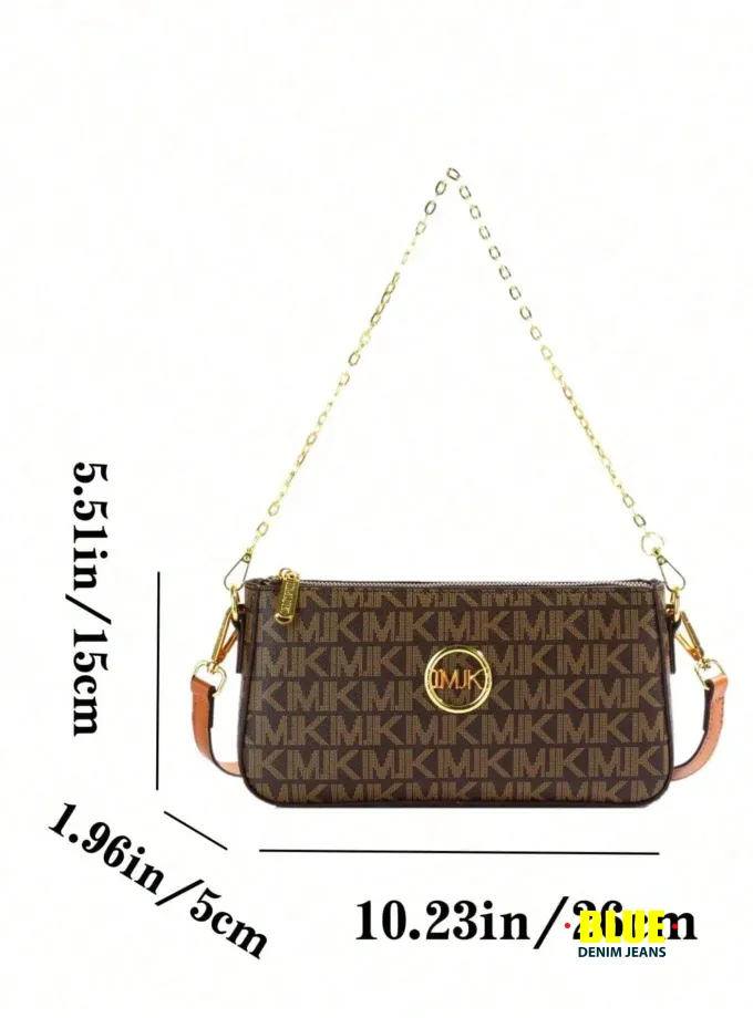 Local1pc Women's Multicolor Patchwork Square Shoulder Bag, Adjustable Strap, Letter & Chain Decor, Crossbody Bag, New Design