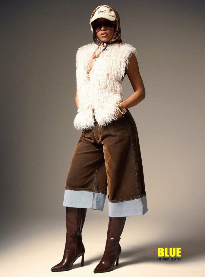 Denimoi Velvet Denim Cuffed Jorts Fall & Winter Fashion