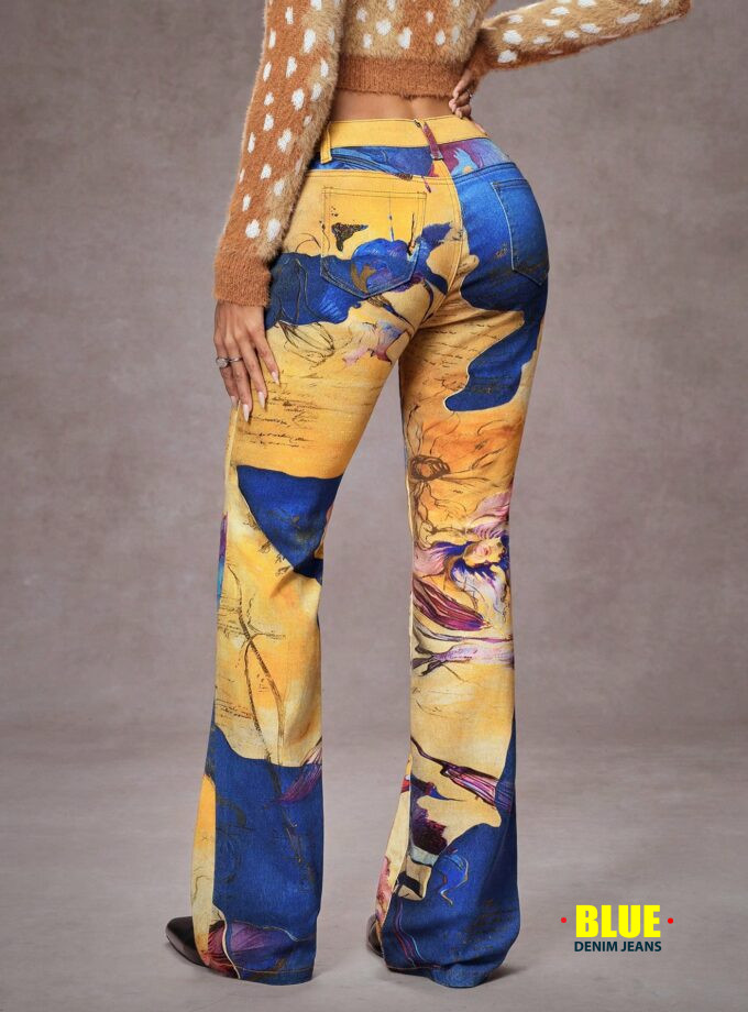 Jeanoix Women's Slim Flare Jeans with Button Pockets