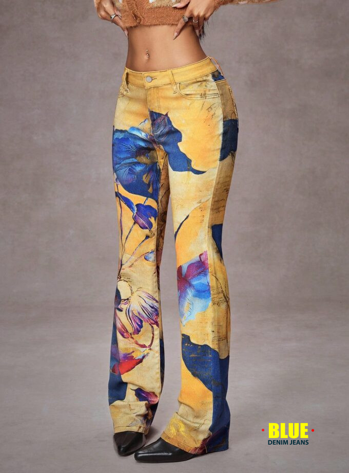 Jeanoix Women's Slim Flare Jeans with Button Pockets