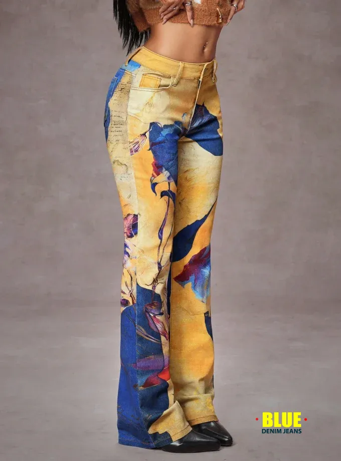 Jeanoix Women's Slim Flare Jeans with Button Pockets