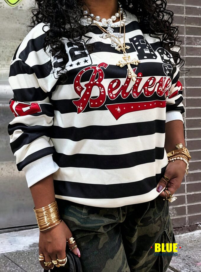 Rovax Women's Printed Crew Neck Sweatshirt