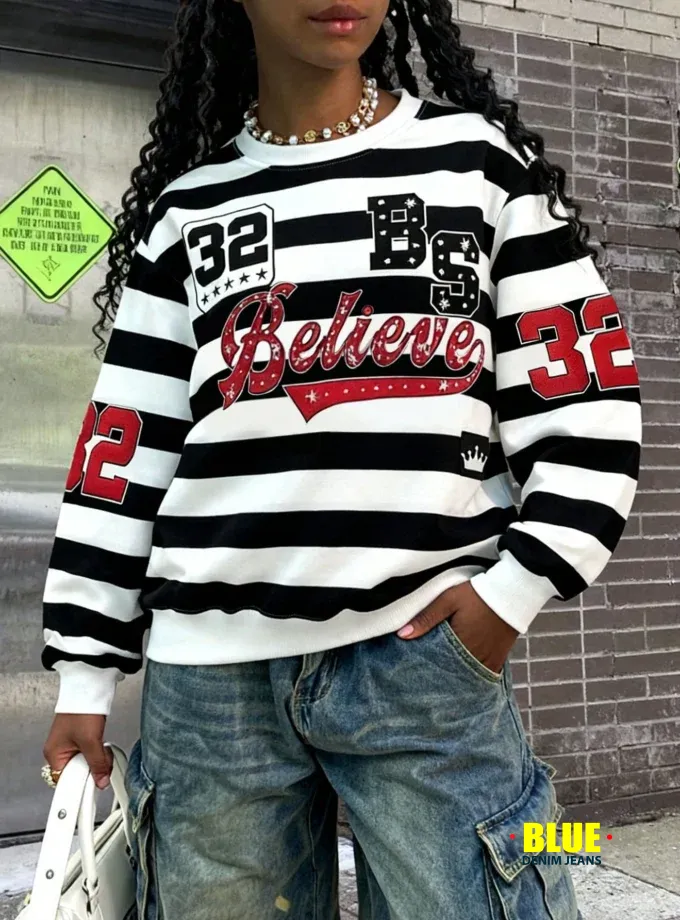 Rovax Women's Printed Crew Neck Sweatshirt