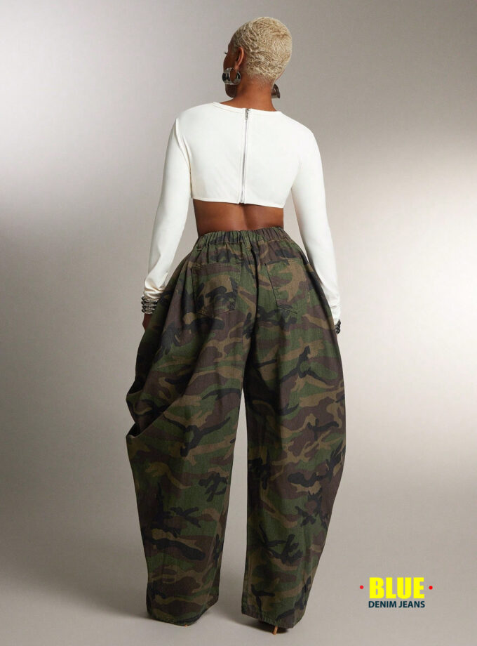 Denimoi Women's Fashion Camouflage Print Flared Leg Jeans