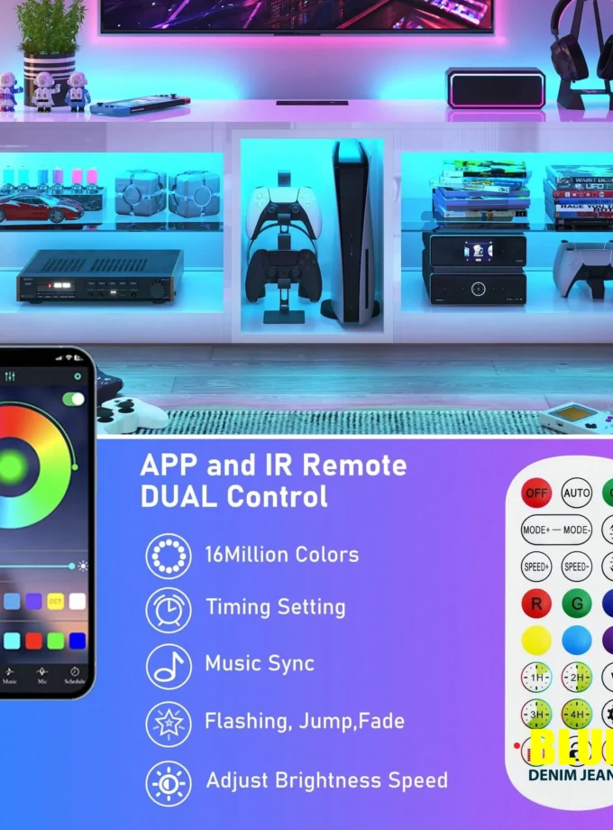 Local55/63inch LED TV Stand With Adjustable USB Powered LED Light/Outlet For 60 65 70 Inch TV,Modern High Gloss Entertainment Center With Glass Shelve For P5/Gameroom/Bedroom/Living Room