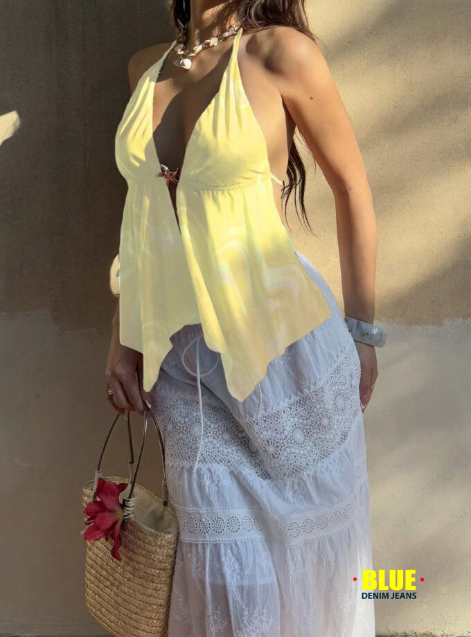 Sunnyshic Women's Sexy Fashion Halter Tie-Dye Tank Top