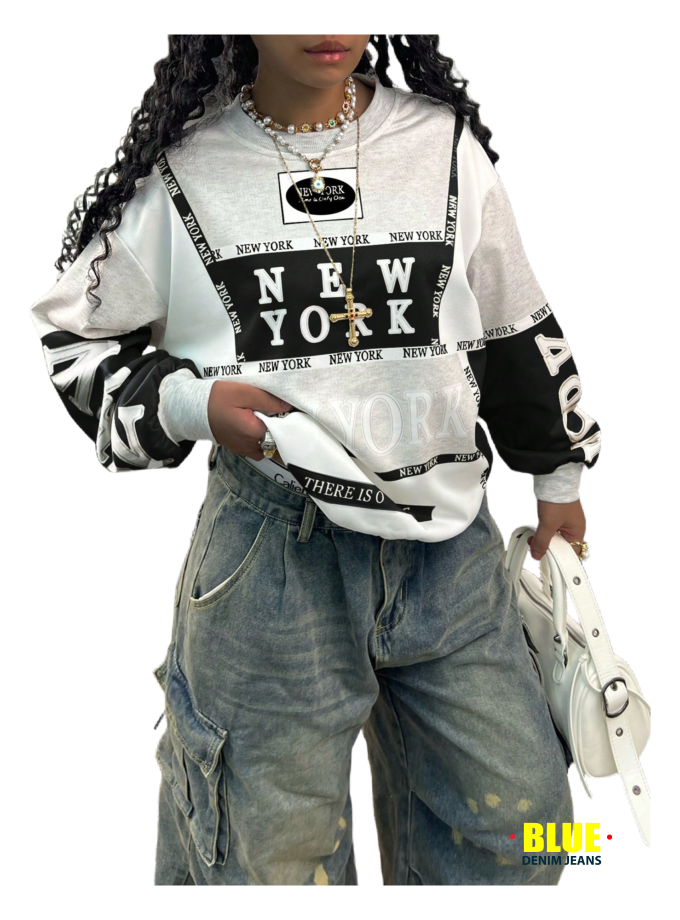 Rovax Women's Creative Pattern Crew Neck Sweatshirt