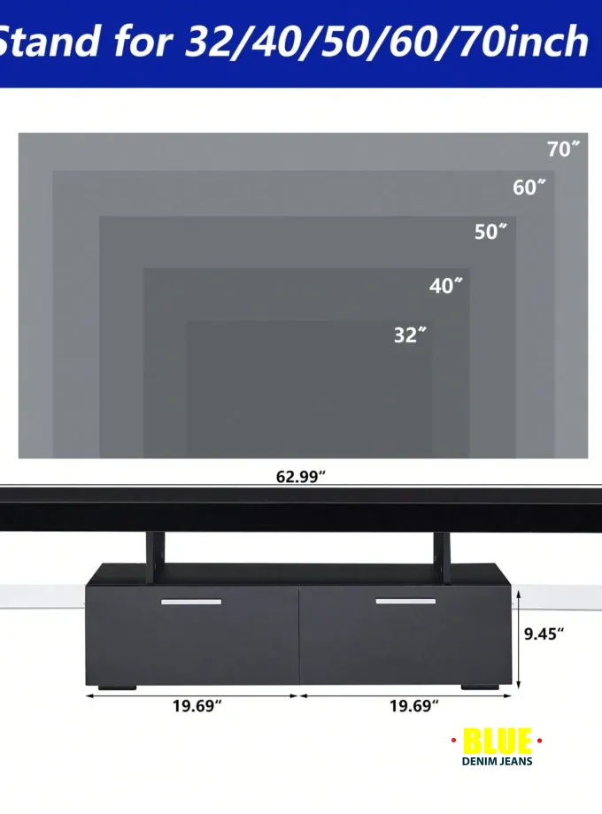 LocalTV Stand For TV Up To 70"e;, Living Room Entertainment Center With RGB LED Lights And Storage Shelves Furniture, White High Gloss TV Cabinet Console Table