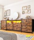 LocalEnHomee Fits 75&quote; TV Stand Dresser For 65 70 75 Inch TV 63&quote; W Dresser TV Stand For Bedroom With LED Lights & Power Outlets & 12 Drawers Dresser For Bedroom Long Fabric Dresser Entertainment Center, Room Decor, Home Decor