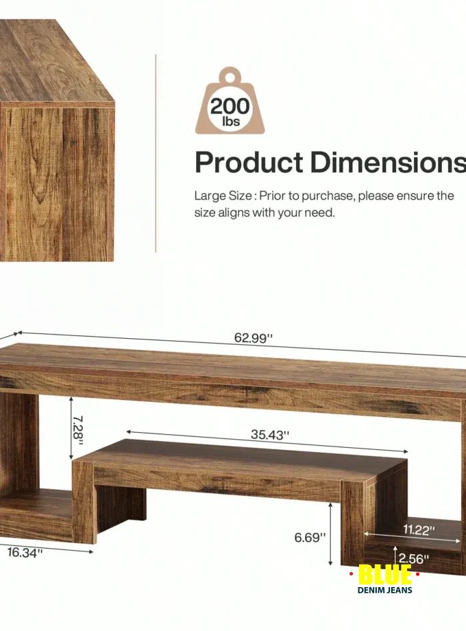 LocalTribesigns 63-Inch TV Stand For 55/60/65-Inch TVs, Farmhouse Entertainment Center With Open Storage Shelves, Rustic Brown Television Console For Living Room, Bedroom