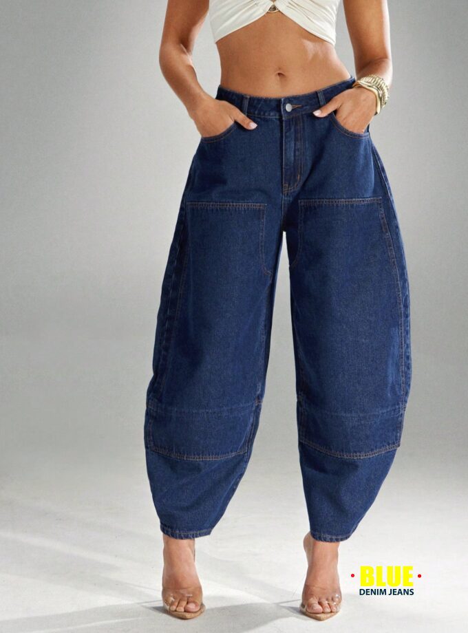 LocalDenimoi Women's Casual Washed Flared Leg Baggy Jeans