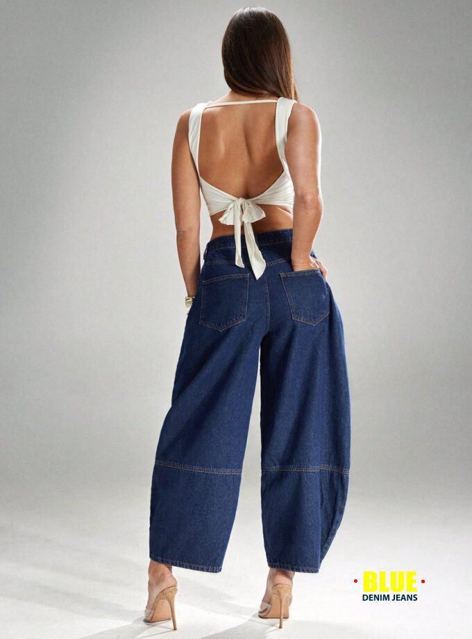 LocalDenimoi Women's Casual Washed Flared Leg Baggy Jeans