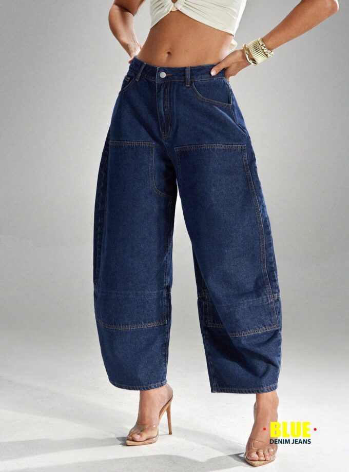 LocalDenimoi Women's Casual Washed Flared Leg Baggy Jeans