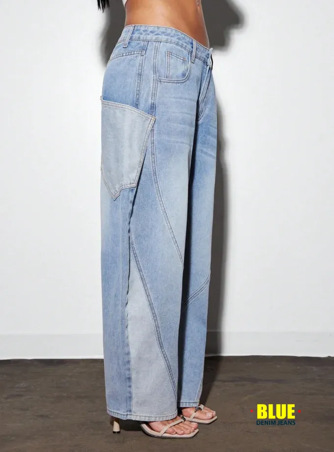 Denimoi Women's Pocket Flared Casual Loose Fit Jeans