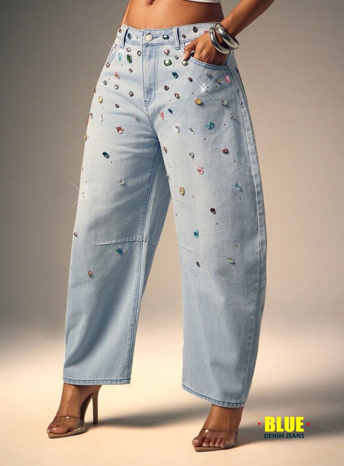 LocalDenimoi Women's Casual Washed Flared Leg Baggy Jeans