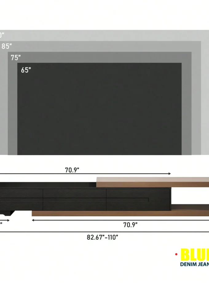 LocalModern Extendable TV Console For Large TVs Up To 120"e; | Wood Media Stand With 3 Drawers, Reversible Design Fits Living Room & Bedroom