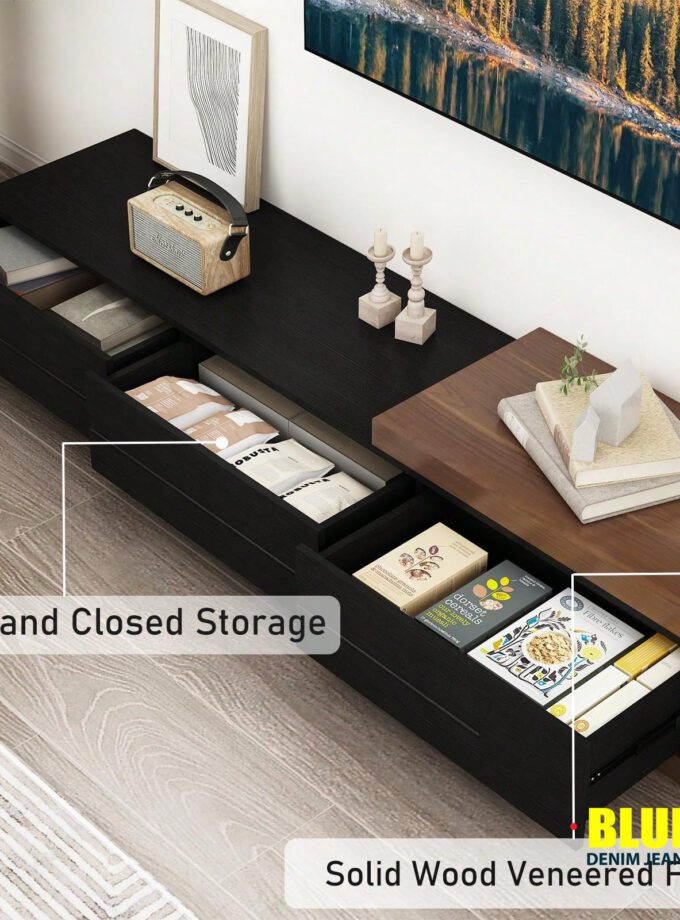 LocalModern Extendable TV Console For Large TVs Up To 120"e; | Wood Media Stand With 3 Drawers, Reversible Design Fits Living Room & Bedroom