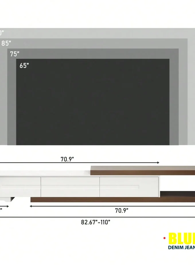 LocalModern Extendable TV Console For Large TVs Up To 120"e; | Wood Media Stand With 3 Drawers, Reversible Design Fits Living Room & Bedroom