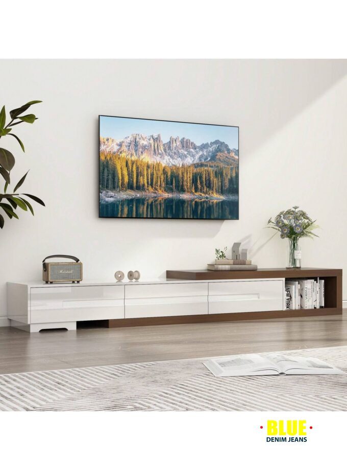 LocalModern Extendable TV Console For Large TVs Up To 120"e; | Wood Media Stand With 3 Drawers, Reversible Design Fits Living Room & Bedroom